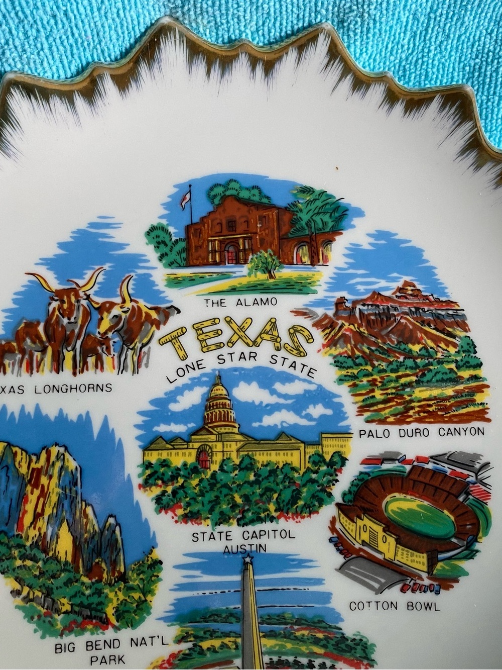Vintage Texas Landmark Souvenir Plate The Alamo,Cotton Bowl, Palo Duro Canyon - Picture 6 of 9